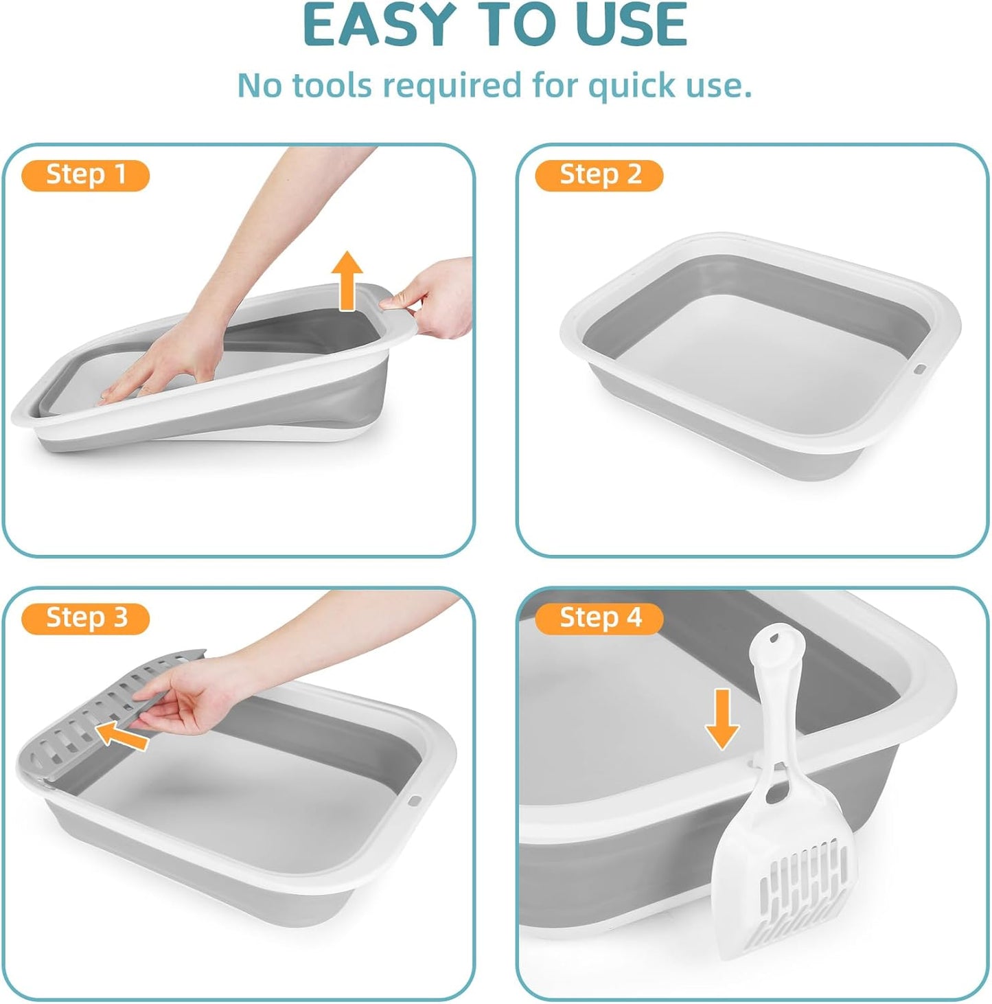 Foldable Portable Cat Litter Box with Scoop and Litter Bag