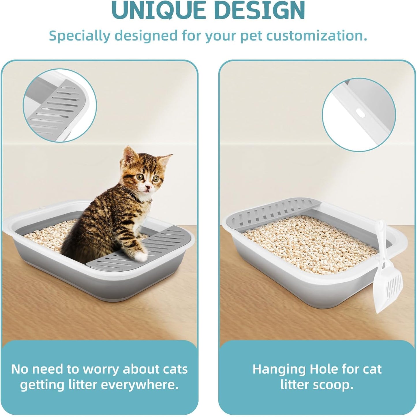Foldable Portable Cat Litter Box with Scoop and Litter Bag