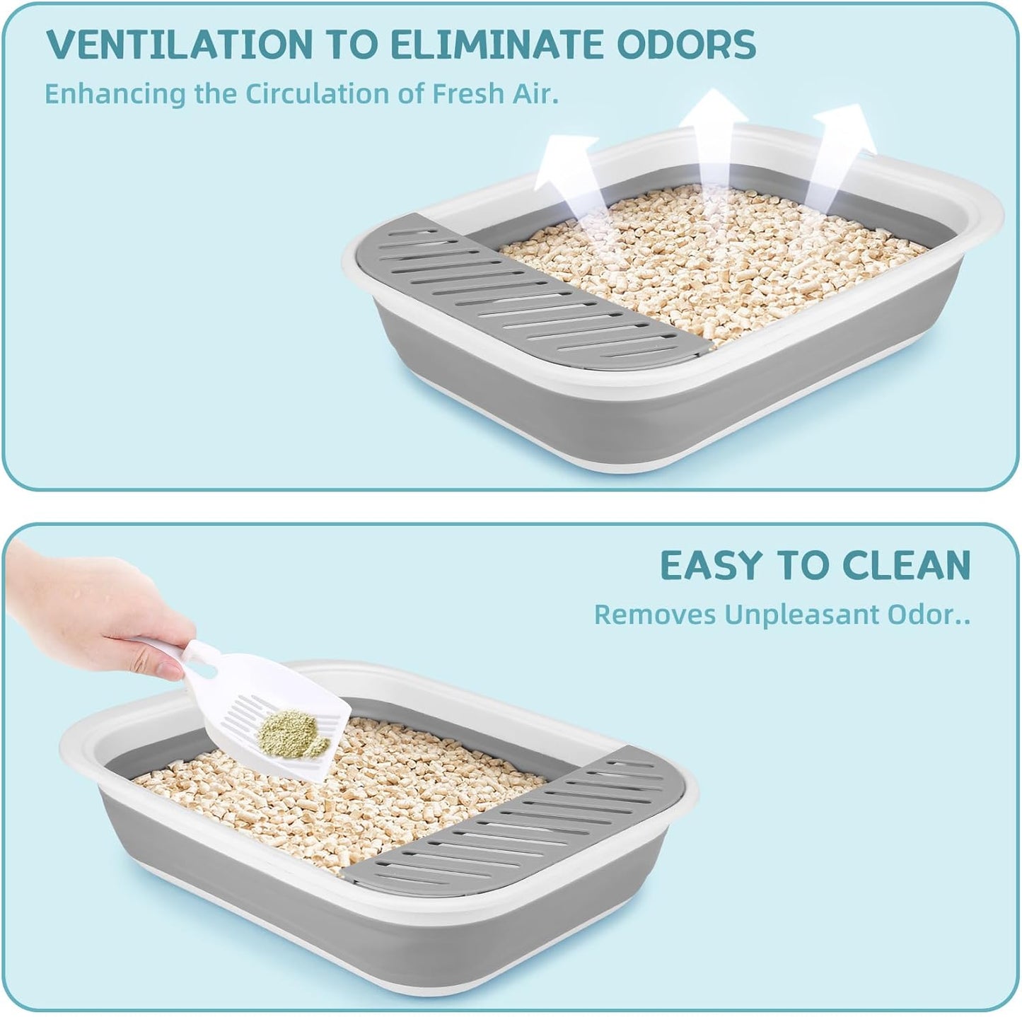 Foldable Portable Cat Litter Box with Scoop and Litter Bag