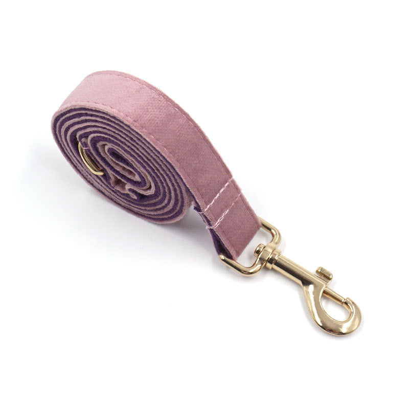 Creamy Coffee Velvet Dog Collar and Leash Set (XS–XL Sizes)