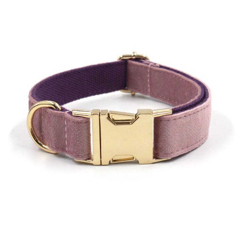 Creamy Coffee Velvet Dog Collar and Leash Set (XS–XL Sizes)