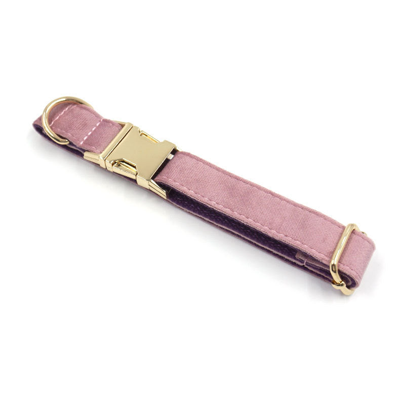 Creamy Coffee Velvet Dog Collar and Leash Set (XS–XL Sizes)