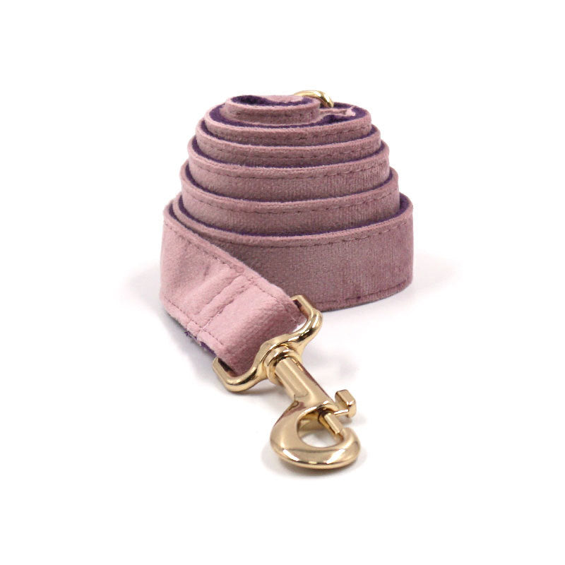 Creamy Coffee Velvet Dog Collar and Leash Set (XS–XL Sizes)