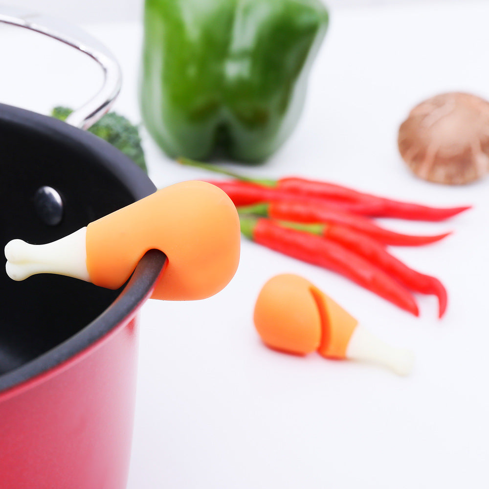 Creative Chicken Drumstick Shape Pot Lid Spill Preventer – Heat Resistant Silicone Kitchen Tool