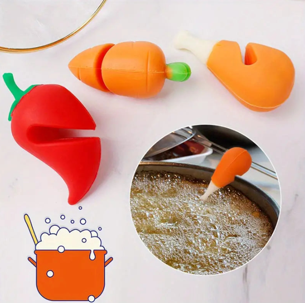 Creative Chicken Drumstick Shape Pot Lid Spill Preventer – Heat Resistant Silicone Kitchen Tool