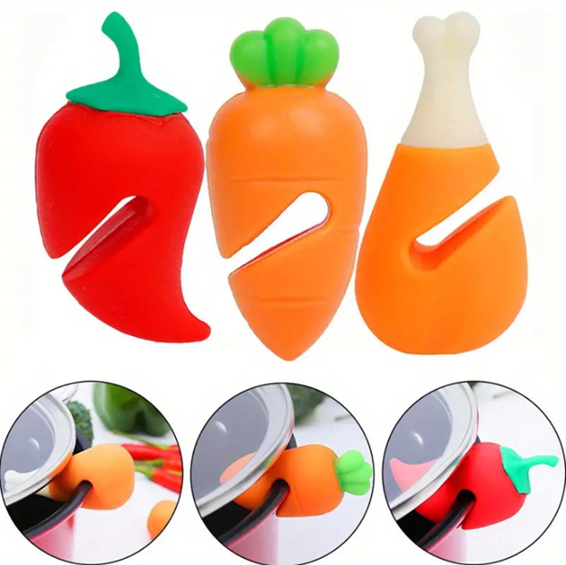 Creative Chicken Drumstick Shape Pot Lid Spill Preventer – Heat Resistant Silicone Kitchen Tool