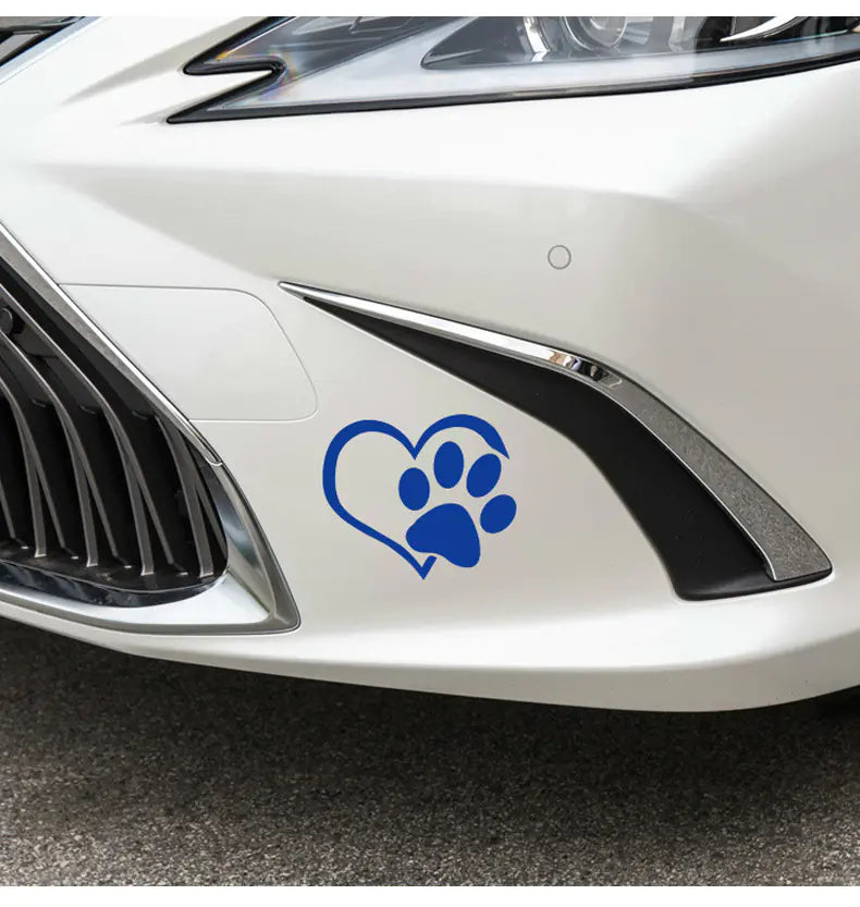 Heart Paw Vinyl Decal – Reflective Dog Lover Car Sticker (10cm x 11.5cm, 6 Color Options)