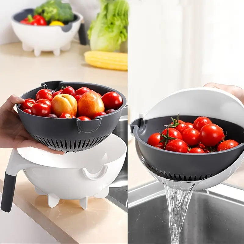 8-in-1 Multifunctional Vegetable Cutting and Draining Basket Set – 7 Blades + Colander