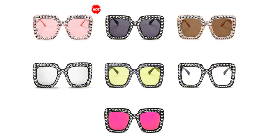 Square Rhinestone Sunglasses – Oversized Glamour with Dazzling Crystal Frames (7 Color Options)