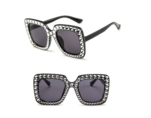 Square Rhinestone Sunglasses – Oversized Glamour with Dazzling Crystal Frames (7 Color Options)