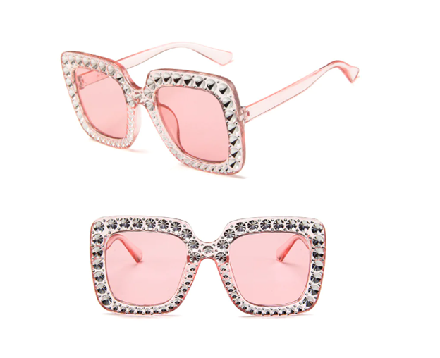 Square Rhinestone Sunglasses – Oversized Glamour with Dazzling Crystal Frames (7 Color Options)