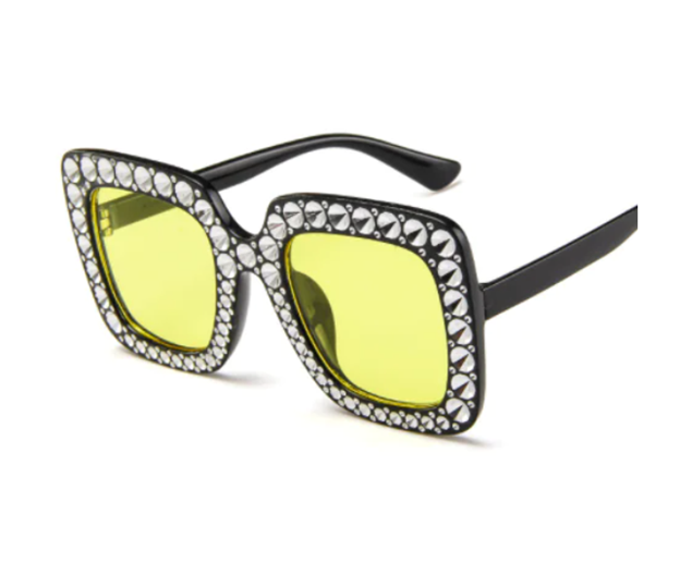 Square Rhinestone Sunglasses – Oversized Glamour with Dazzling Crystal Frames (7 Color Options)
