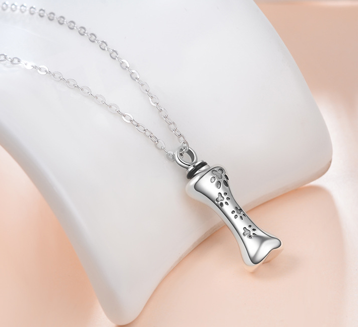 Sterling Silver Dog Bone Ashes Necklace – A Heartfelt Tribute to Your Beloved Pet