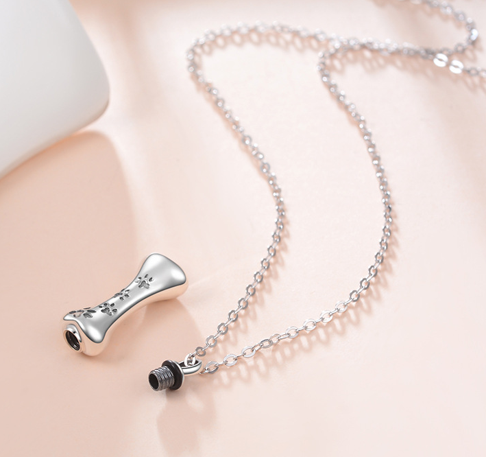 Sterling Silver Dog Bone Ashes Necklace – A Heartfelt Tribute to Your Beloved Pet
