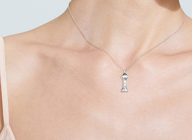 Sterling Silver Dog Bone Ashes Necklace – A Heartfelt Tribute to Your Beloved Pet
