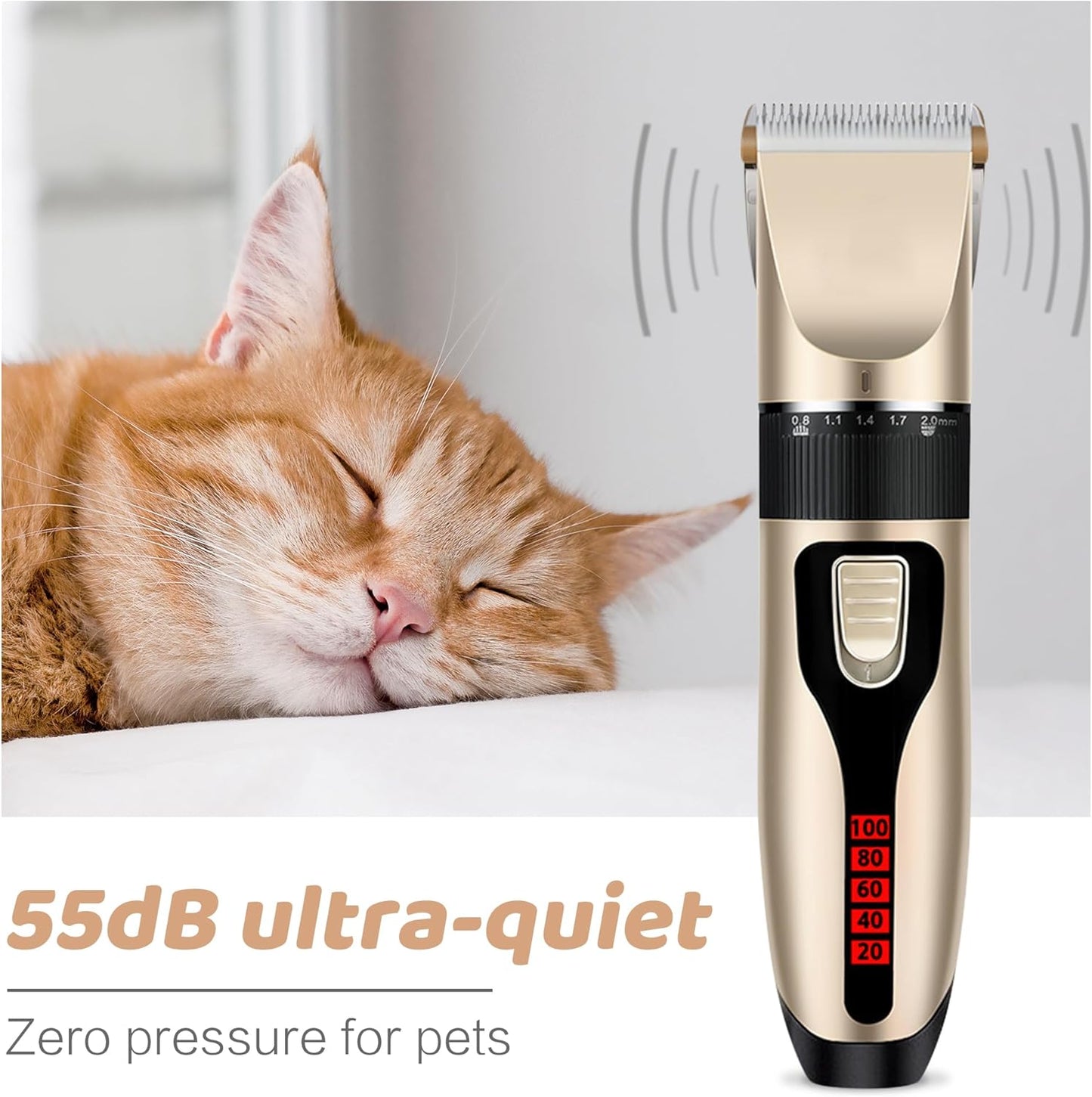 2-in-1 Low Noise Rechargeable Pet Grooming Clippers for Face & Body