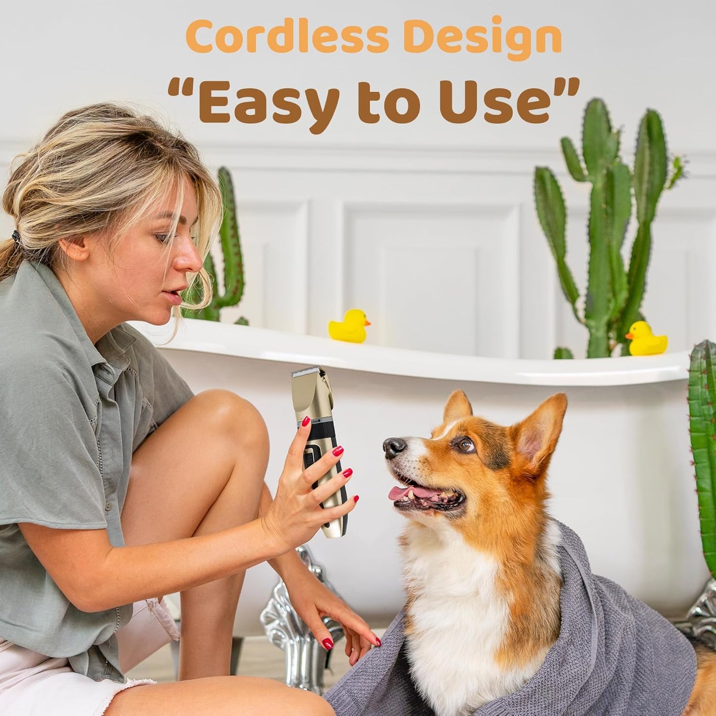 2-in-1 Low Noise Rechargeable Pet Grooming Clippers for Face & Body
