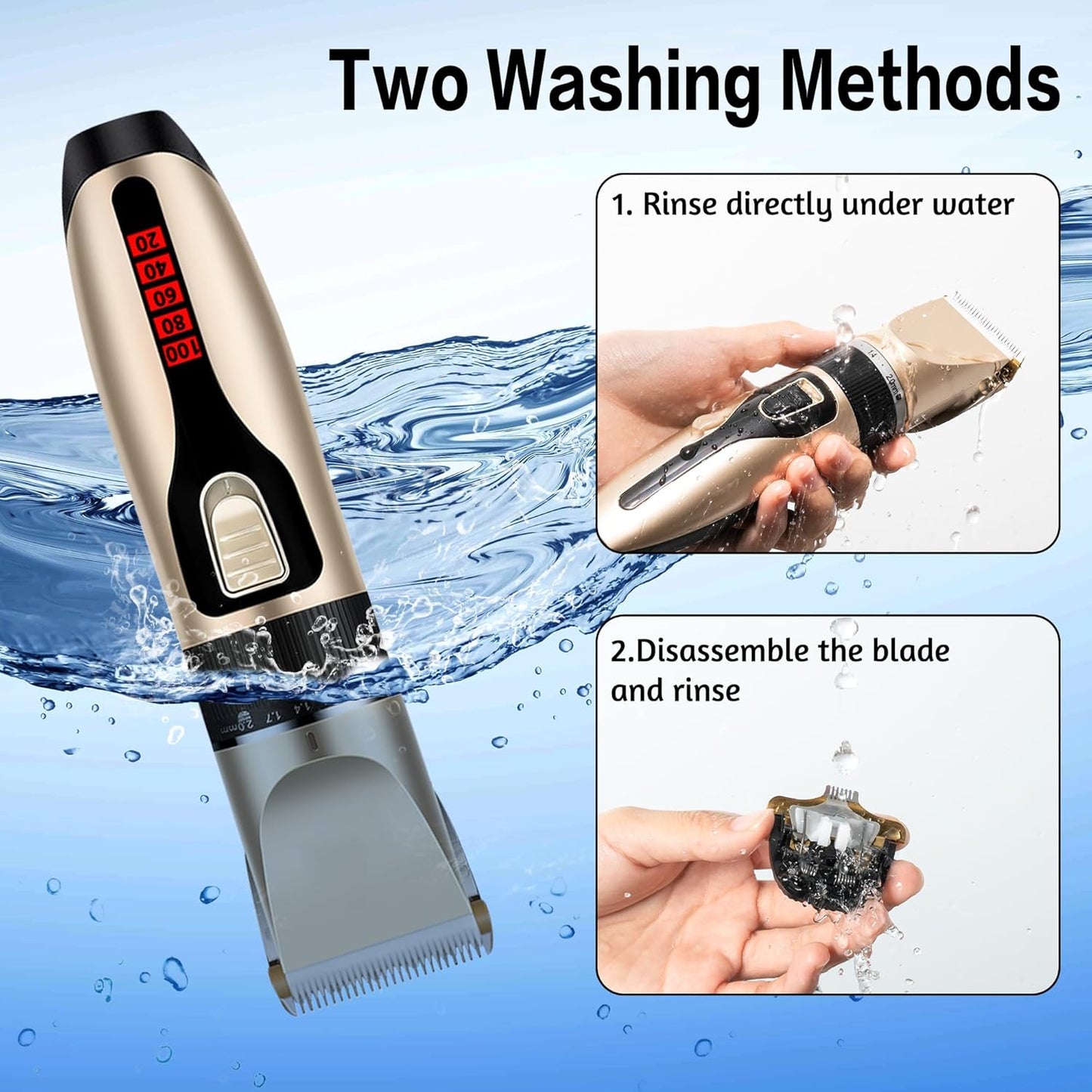 2-in-1 Low Noise Rechargeable Pet Grooming Clippers for Face & Body