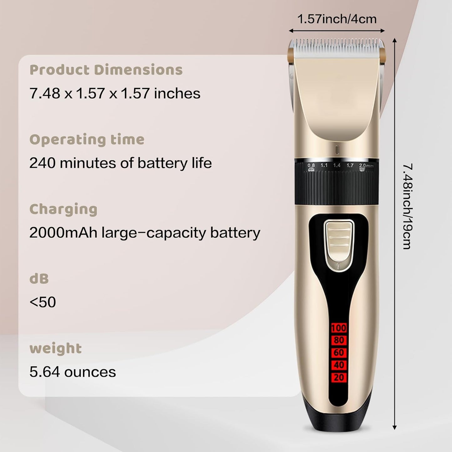 2-in-1 Low Noise Rechargeable Pet Grooming Clippers for Face & Body