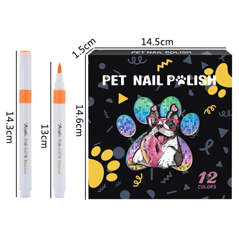Dog Nail Polish Pen – 12 Vibrant Colors, Quick-Dry, Pet-Safe Formula