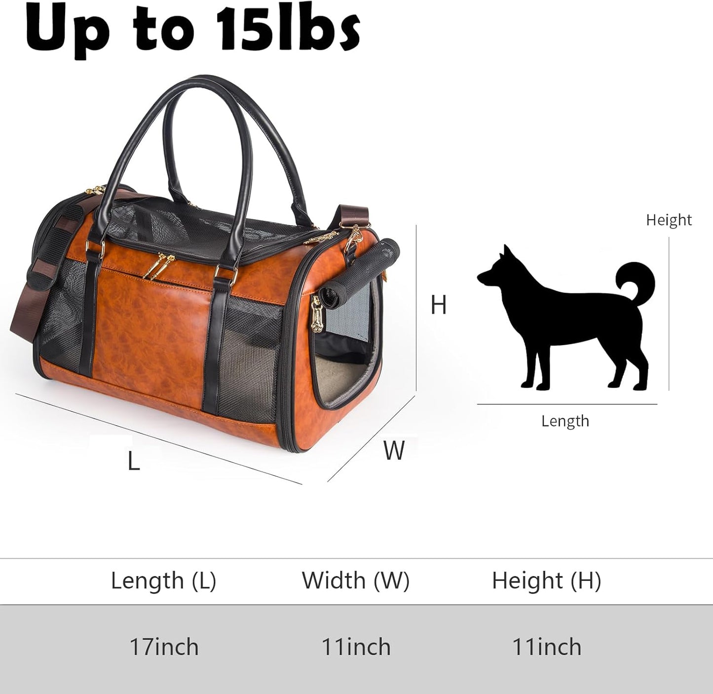 Vegan Leather Dog Carrier – TSA-Approved Travel Tote for Small Pets (Up to 15 lbs)