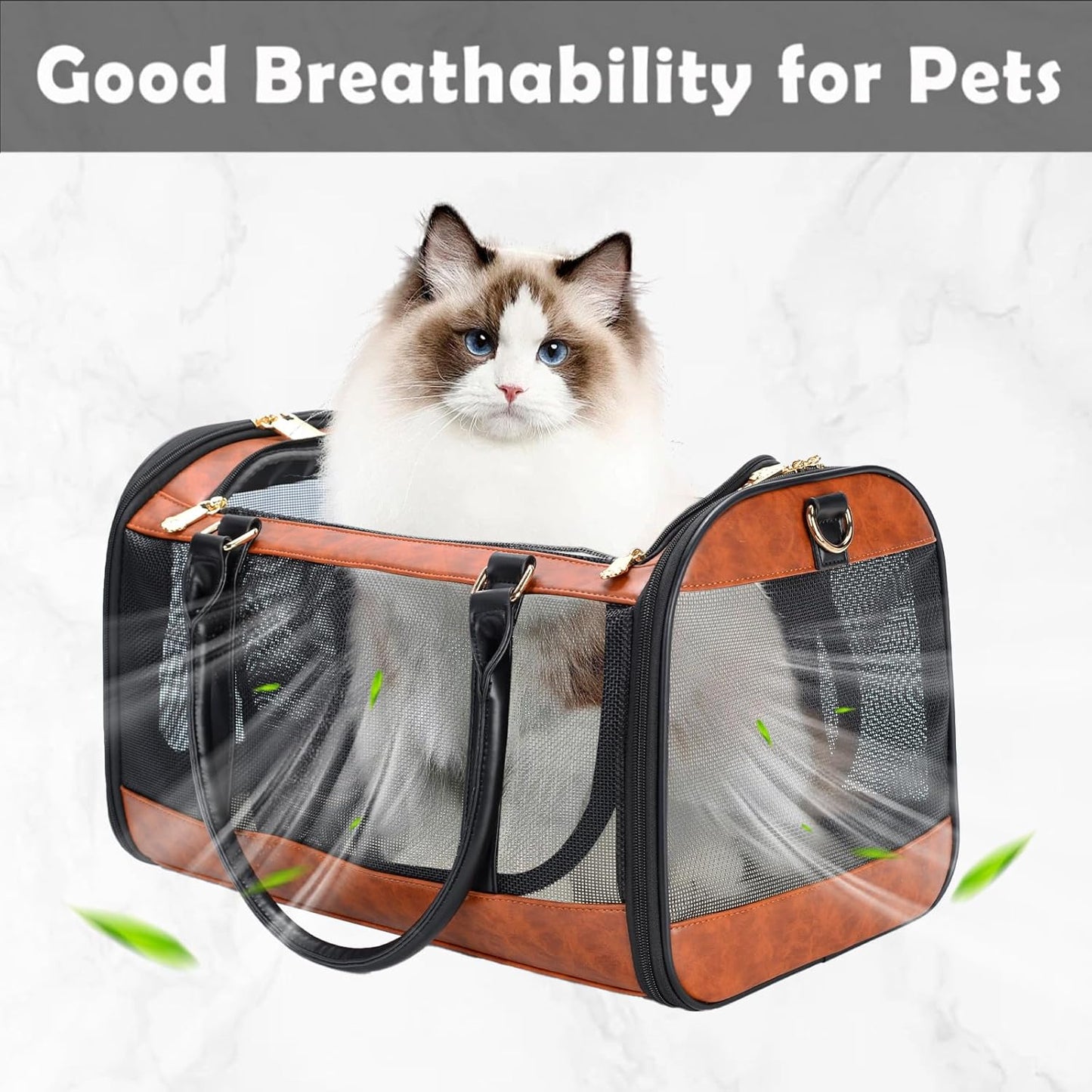 Vegan Leather Dog Carrier – TSA-Approved Travel Tote for Small Pets (Up to 15 lbs)