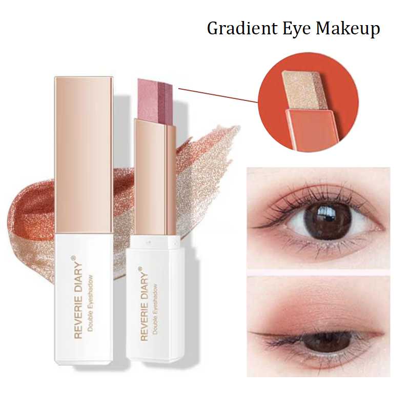 Double Color Glitter Eye Shadow Stick – Waterproof Gradient Matte & Shimmer Duo (6 Shades)