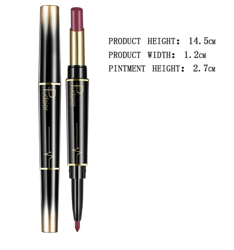 Double Lipstick Lip Liner – 2-in-1 Matte Lipstick and Rotating Liner