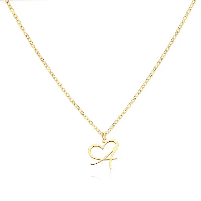 Heart Initial Letter Necklace