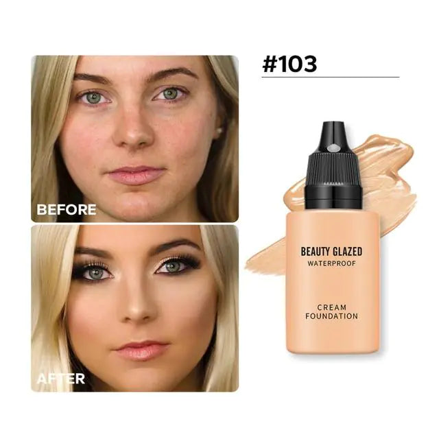 Beauty Glazed Waterproof Cream Foundation – Long-Lasting, High Coverage, Automatic Tanning Effect (9 Shades)