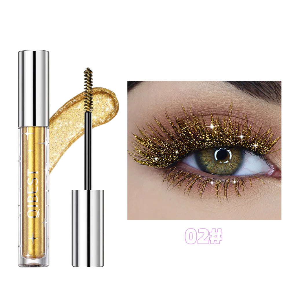 Diamond Glitter Mascara – Sparkling Lash Color in Gold, Silver & Purple (Quick-Dry, Clump-Free Formula)