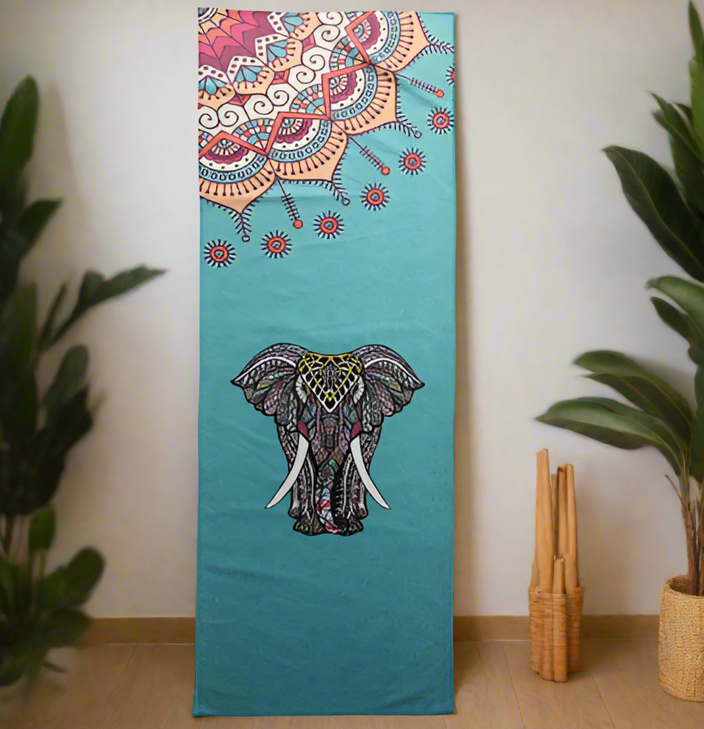 Elephant Print Yoga Mat – Ideal for Yoga, Pilates, Dance, Fitness & More