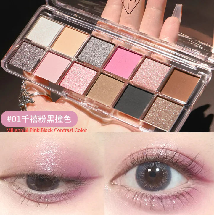 Eye Shadow Palette – 12 Richly Pigmented Shades in Matte, Shimmer & Pearlescent Finishes