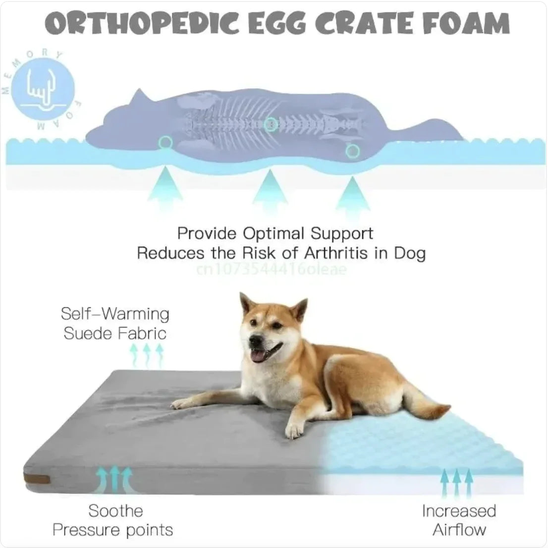 Orthopedic Memory Foam Dog Bed – Washable, Crate-Friendly Lounger for All Sizes