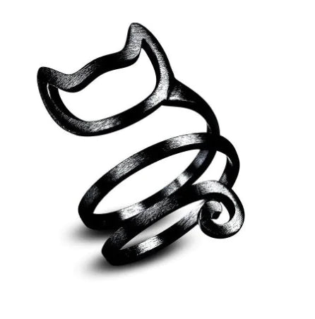 Adjustable Pet Ring – 925 Sterling Silver Feline-Inspired Jewelry in Silver, Gold, or Black