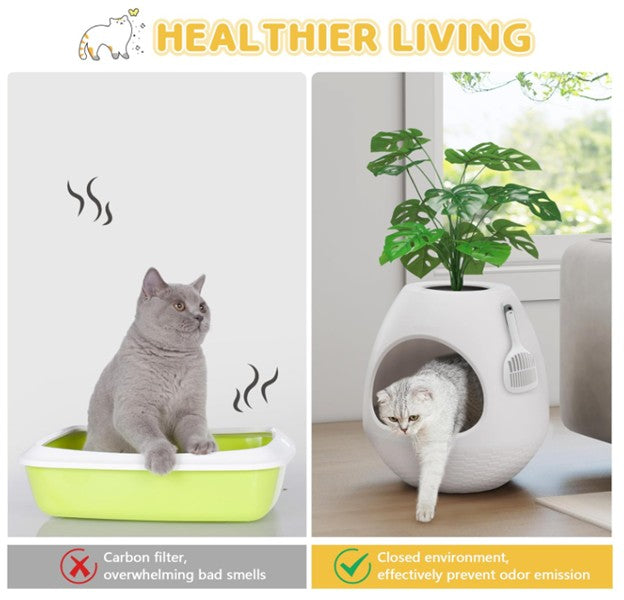 Plant Litter Box – Hidden Cat Litter Box with Artificial Planter Top