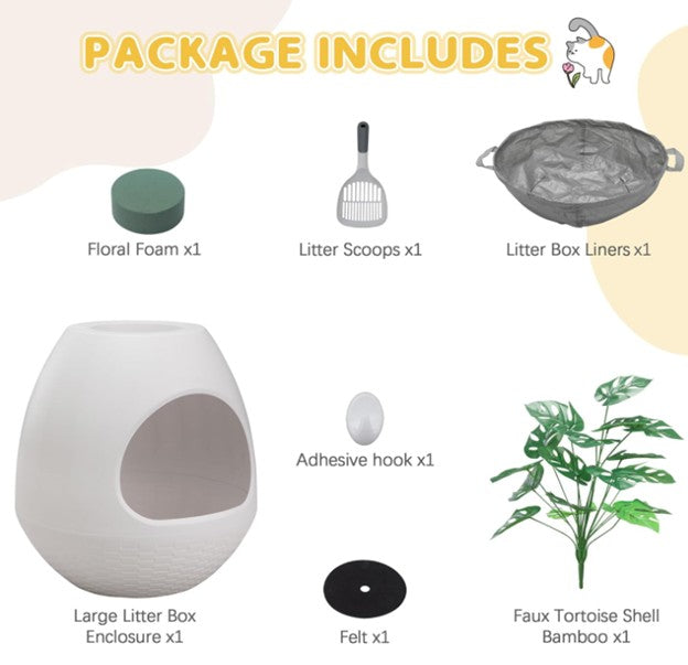 Plant Litter Box – Hidden Cat Litter Box with Artificial Planter Top