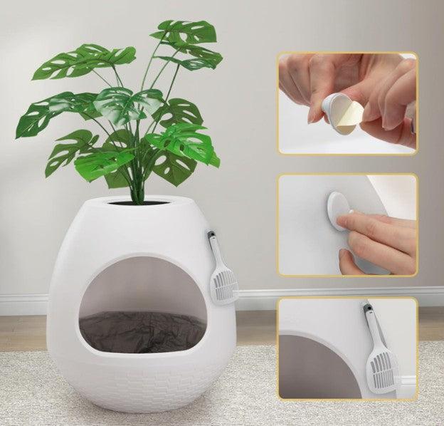 Plant Litter Box – Hidden Cat Litter Box with Artificial Planter Top