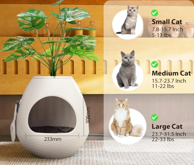 Plant Litter Box – Hidden Cat Litter Box with Artificial Planter Top