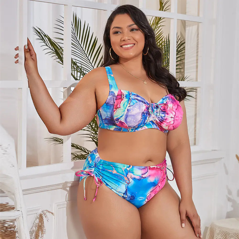 Plus Size Bikini Set in Floral & Animal Prints – Supportive Two-Piece Swimwear for Curvier Bodies (Sizes L–4XL)
