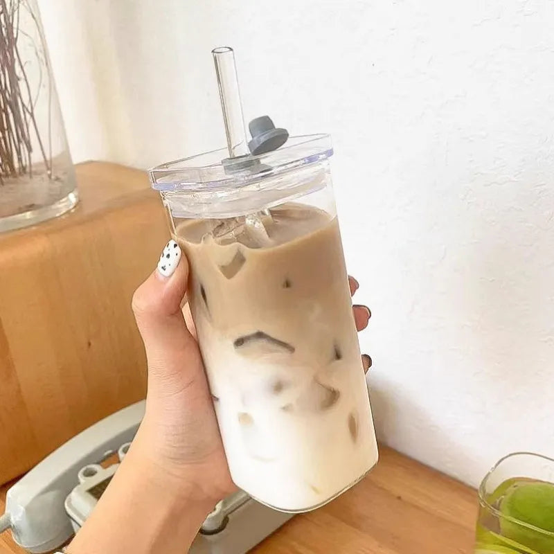 Square Coffee Cup with Lid – Transparent Flat Reusable Mug for Hot & Cold Beverages (Modern Drinkware Design)
