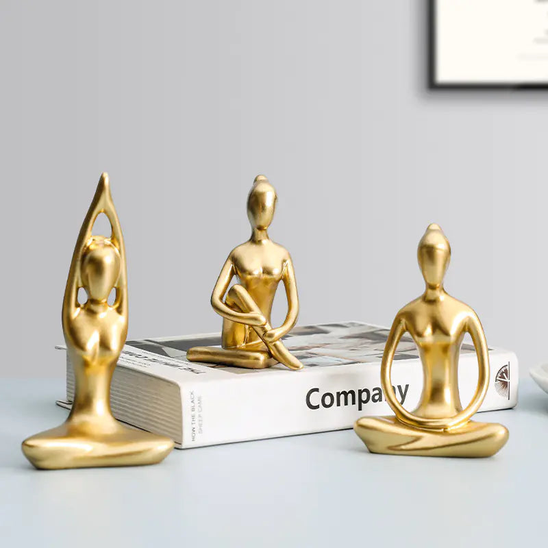 Nordic Minimalist Yoga Girl Figurine – Resin Modern Home Decor Sculpture