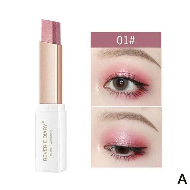 Double Color Glitter Eye Shadow Stick – Waterproof Gradient Matte & Shimmer Duo (6 Shades)
