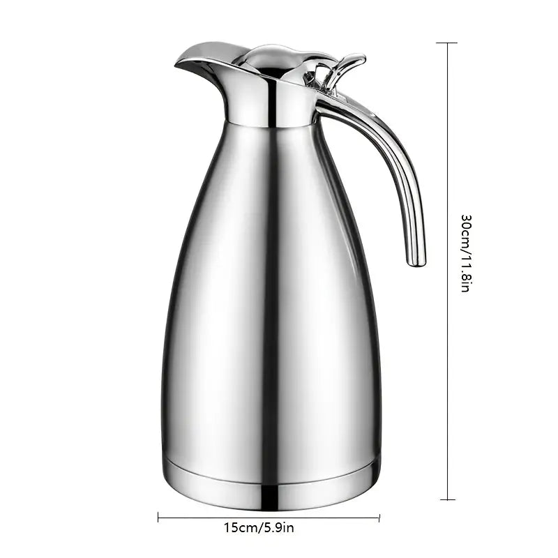 European Style Double Vacuum Insulation Coffee Pot – 2.0L Stainless Steel Thermal Carafe