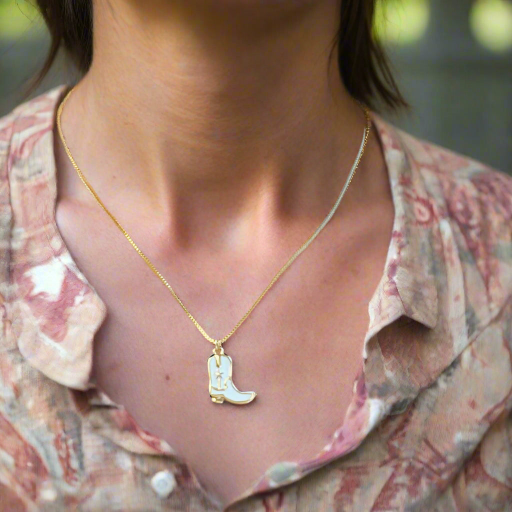 Cow Girl Boot Pendant Necklace – Everyday Western Charm