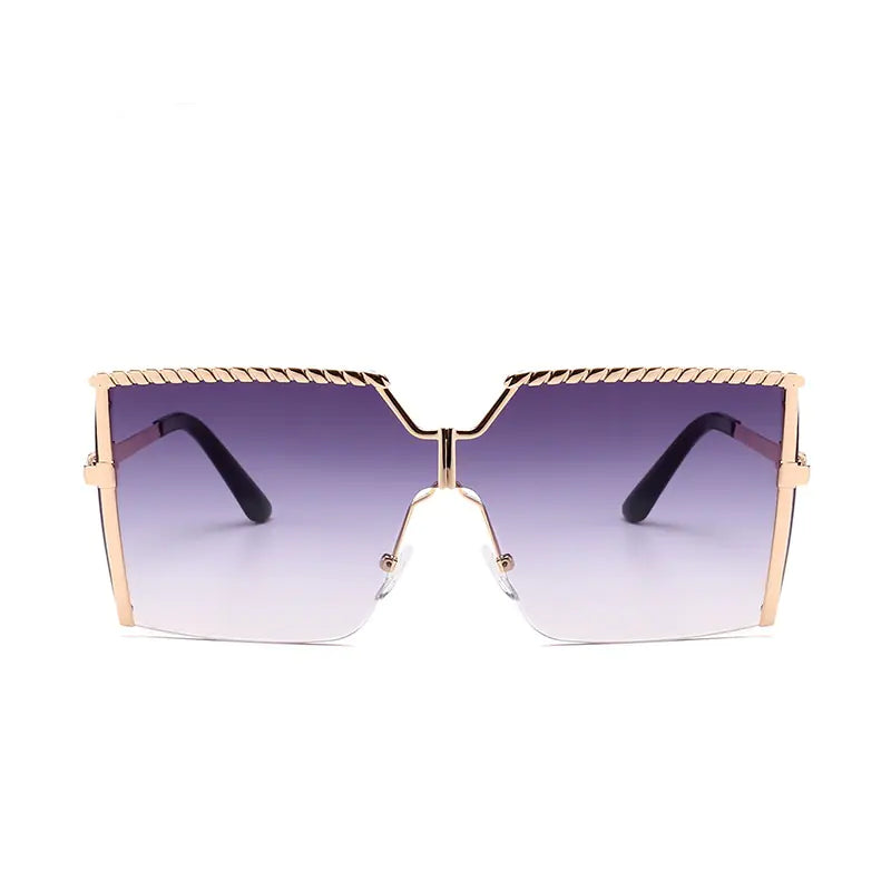Frameless Gradient Square Sunglasses – Oversized PC+Metal UV400 Fashion Shades (Multiple Color Options)