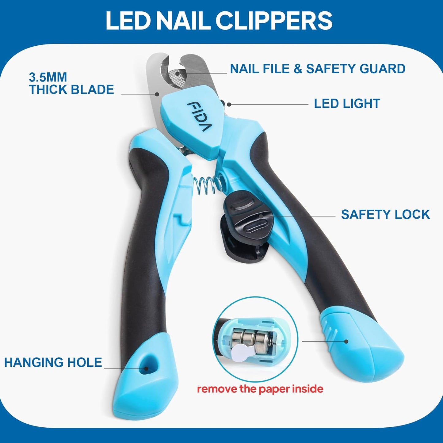 LED Dog & Cat Nail Clippers – Precision Pet Nail Trimmer with Safety Guard and Built-in File