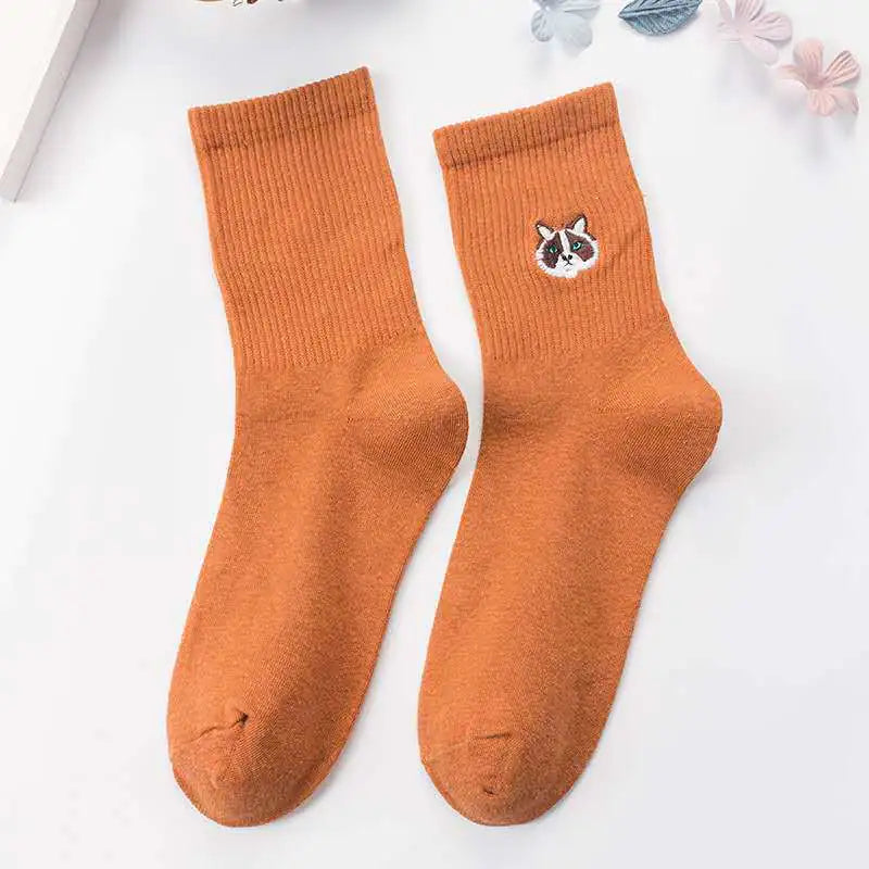 Embroidered Cat Socks for Women – Playful Comfort in Every Step