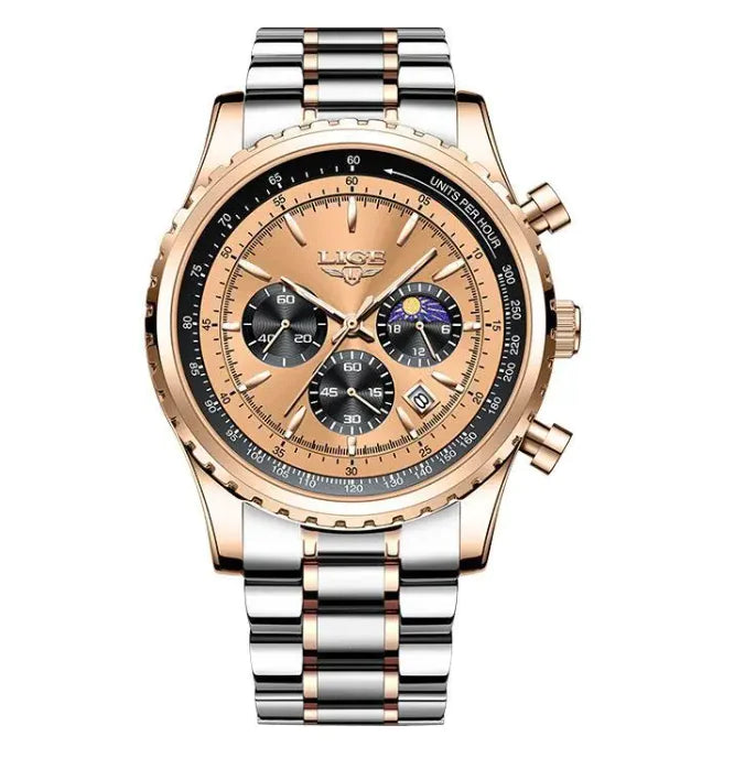 Lunar Elite Men’s Multifunction Quartz Watch: Where Elegance Meets Functionality
