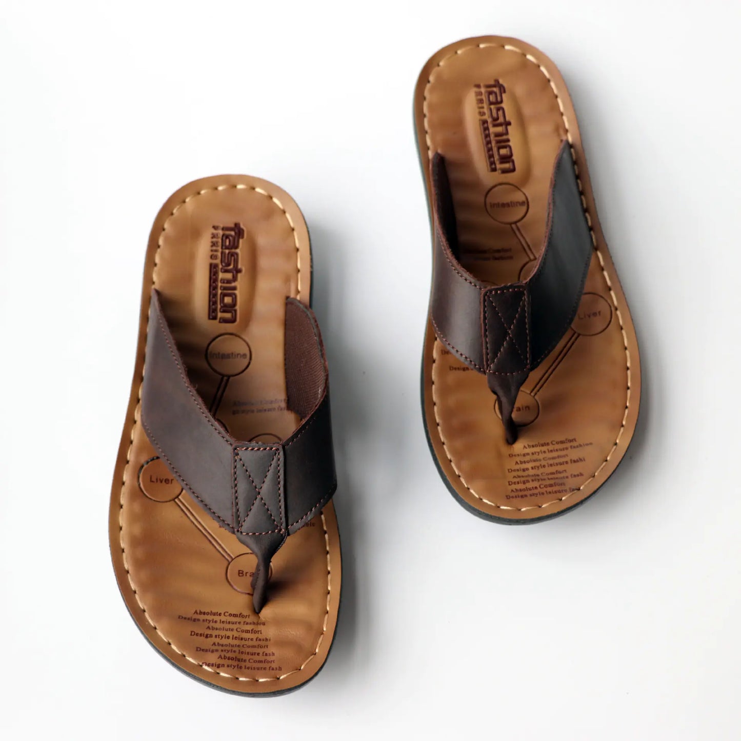 Cowhide Men’s Flip Flops Sandals – Non-Slip Leather Summer Slides for Everyday Comfort